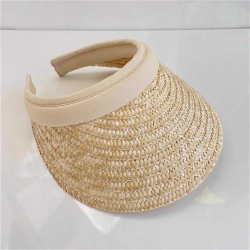 Visera de Paja para Mujer Sombrero De Sol For Mujer, Copa Hueca, Paja For Sombrilla para Sombreado al Aire Libre