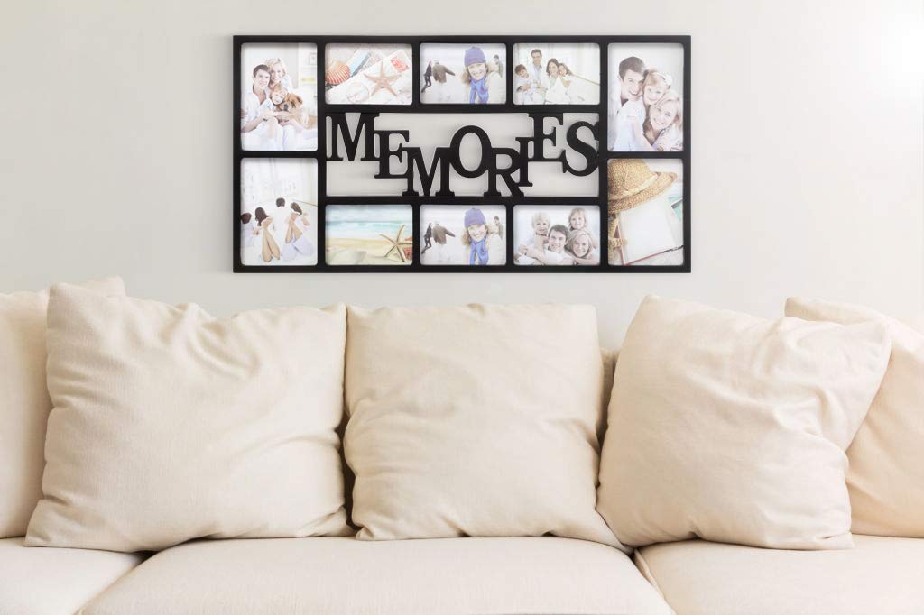 ARPAN - Memories-Bilderrahmen, für 10 Fotos, 71 x 36 x 3 cm, Schwarz