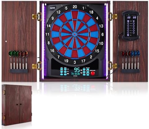 Electronic Dart Board with Cabinet Set, Electric Digital Dart Boa...
