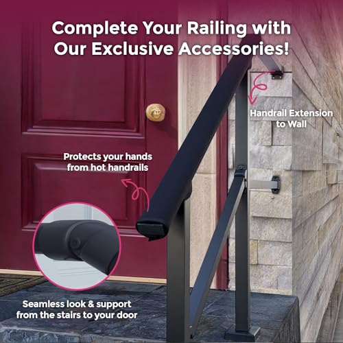 image for CHR Fence & Rail Hand Rails for Outdoor Steps Extension, 4ft Rectangul