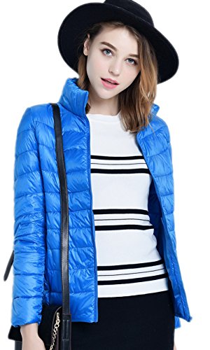 Blouson rester col compressible veste duvet bleu isolante et compacte