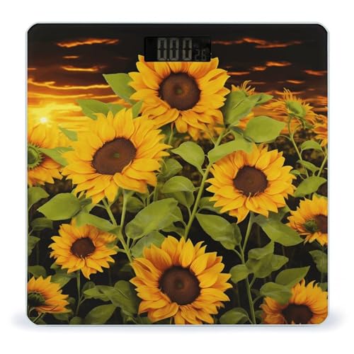 Báscula de baño digital con diseño de girasol 400lb LCD