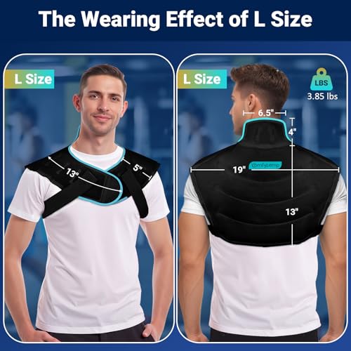 Image of Comfytemp Large Ice Pack for Neck Shoulders Upper Back Pain Relief with Straps, Reusable Gel Ice Wrap Hot Cold Compress Therapy Recovery for Upper Back, Cervical Injuries, Rotator Cuff (Large, Black)