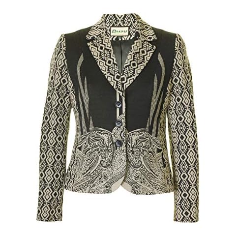 Busy Women's Beige and Black Geometric Blazer Cover