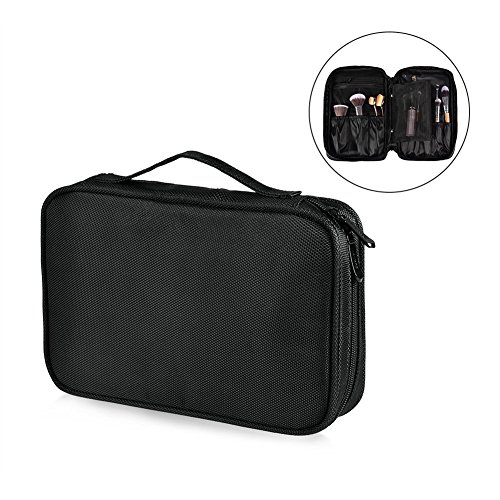 Pretty See Travel Cosmetic Bag Makeup Brush Organizer Portable Makeup Brush Train Case Handbag, Black')