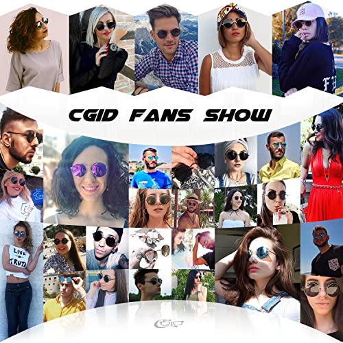 Image of CGID Retro Round Polarized Sunglasses Mens Womens Circle Metal Hippie Shades UV400 Protection E01