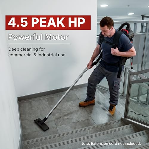 Image of Shop-Vac 5430299 Backpack Vacuum Commercial, 1.5 Gallon 4.5 PHP Ergonomic Canister Vacuum Cleaner with HEPA Filtration, 1.5-Inch Attachments, Corded, for Multi-Surface Cleaning, Carpet and Hard Floor