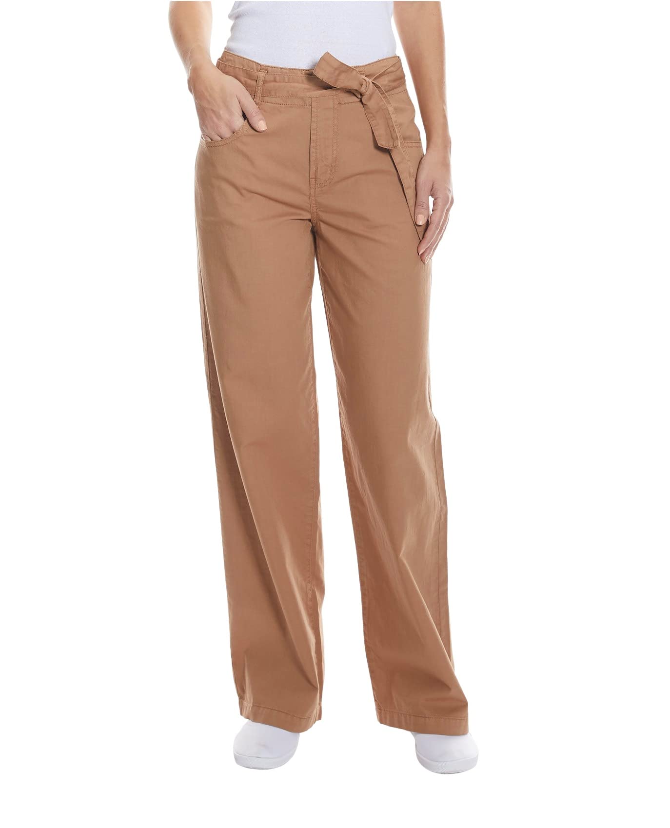 O A T NEW YORK Womens Contemporary High-Rise Belted Wide Stylish Pants
