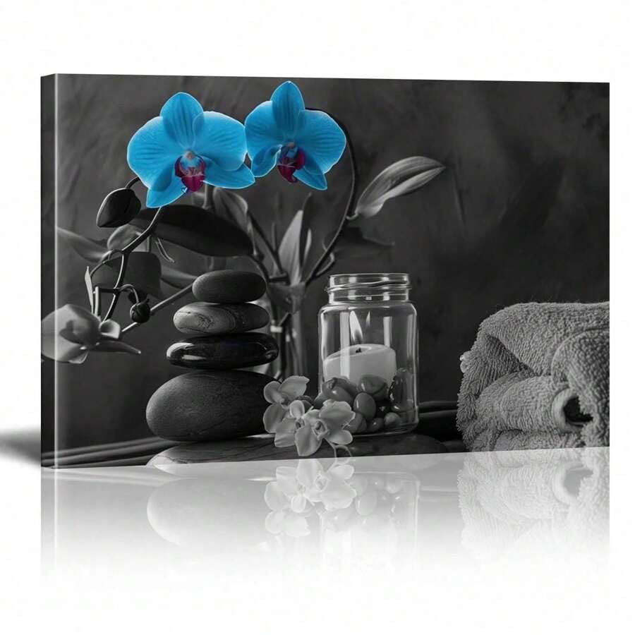 Tableau zen sur toile tendue avec cadre intérieur bois 80 x 120 cm