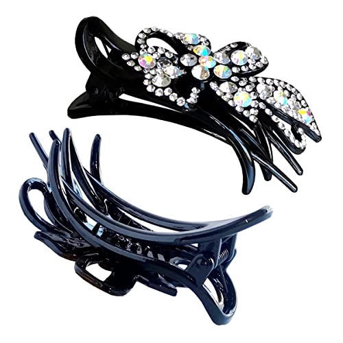 Yusier 4Pcs Duckbill Clip Rhinestone Hair Accessory Diamond Hair Clips With Flower Rhinestone Barrettes Prom Rhinestone Clips For Hair (Flower) #TOP7