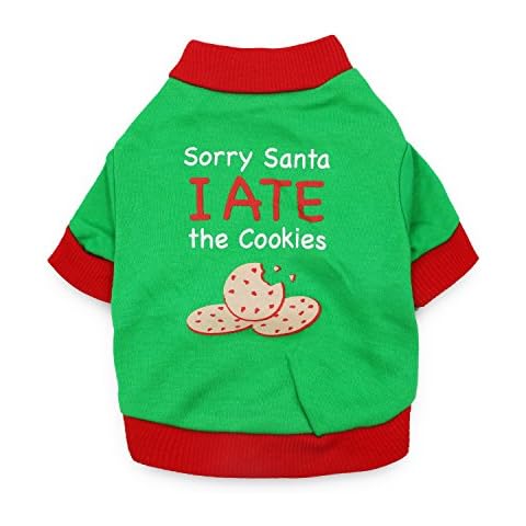 DroolingDog Dog Christmas Shirt Dog Xmas Clothes Pet Holiday Costume Sorry Santa I ATE The Cookie for Small Dogs, Large Cover