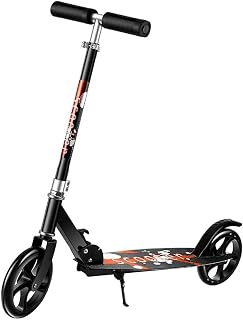 XBSLJ Kick Scooter, Scooters For Kids Kick Scooter Foldable Adult Two-wheeled Big Wheel Scooter Handlebar Height Adjustable (non-electric)-Black