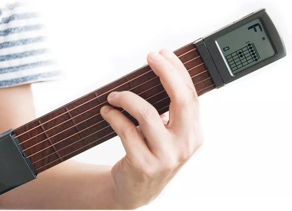 Entrenador de guitarra, acordes digitales herramienta de entrenamiento de guitarra con pantalla giratoria para principiantes