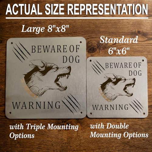Image of Beware of Dog Sign, Canine Dobermann, 8x8 Inch, Durable Steel, Triple Mount