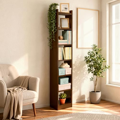 Image of Green Soul Alba 7 Shelves Engineered Wood Book Shelf | Multipurpose Wooden Bookshelf for Home, Bedroom, Living Room, Study Room, Kids Room | Organizer | Storage | 3 Year Warranty (Rolex Brown)