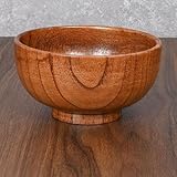 KF Salatschüssel aus Holz, 15 cm, rundes Design, Obst-Suppenschüssel, handgefertigtes Geschirr, langlebiges und stilvolles Esszubehör aus natürlichem Holz