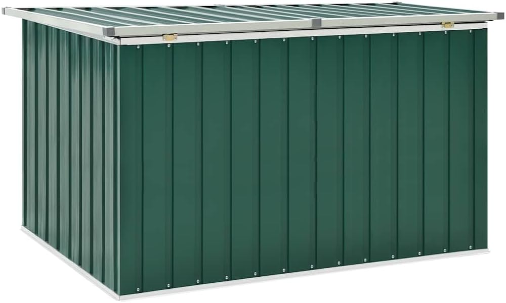 Green Galvanized Steel Outdoor Storage Box, 58.7 x 39.0 x 36.6 in, Deck Box for Patio Cushions, Garden Tools, Outdoor Organization