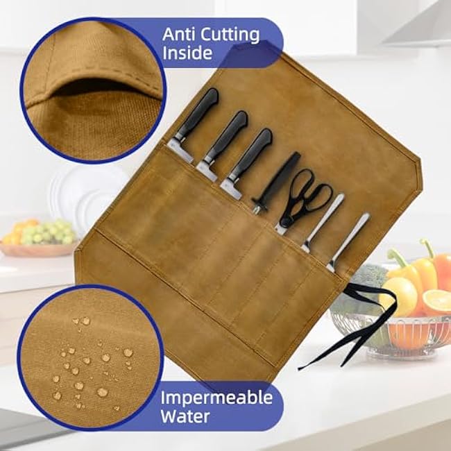 Knife Roll Bag Waxed Canvas Khaki