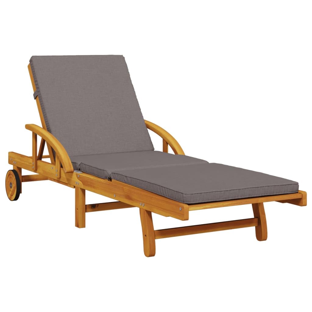 Homgoday Tumbonas de jardín con cojines, 2 unidades, color gris oscuro, para jardín, terraza y balcón, 200 x 68 x 83 cm, madera maciza de acacia