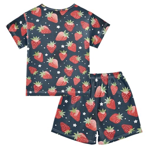 ALAZA Strawberries Stars Pajama Set Short Sleeve Sleepwear Soft Lounge Nightwear2