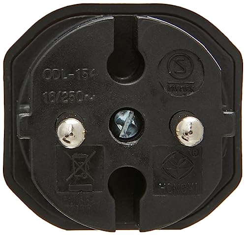 as - Schwabe 2-Fach Eurostecker Schwarz 230V 16A - Schuko-/Euroadapter - Mehrfachsteckdose Kompakt und Sicher - Erhöhter Berührungsschutz - Platzsparend für 2 Geräte- Ideal für Homeoffice, 48212