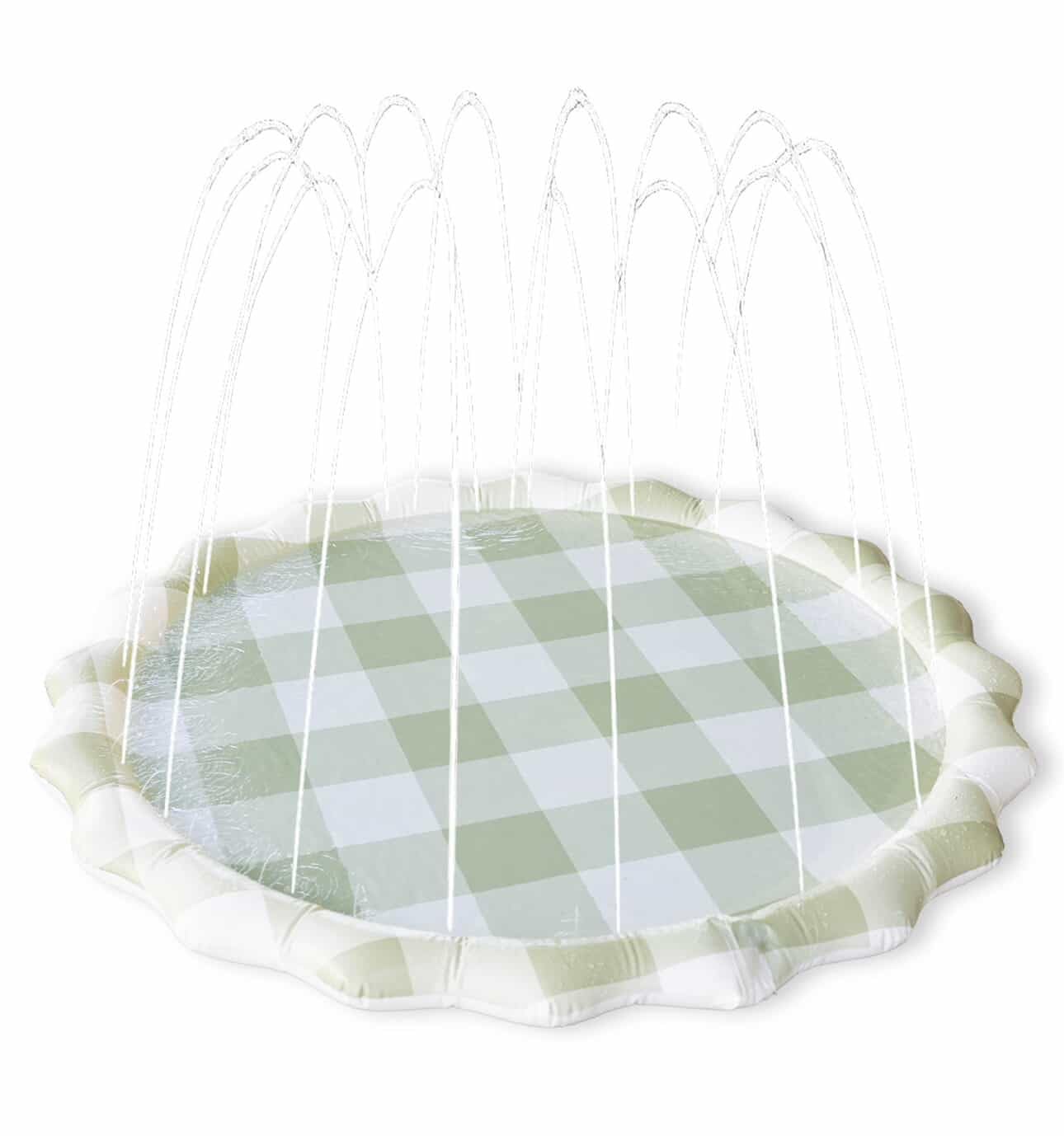 Photo 1 of Brooklyn Neutral Gingham Splash Pad - 67in Outdoor Water Mat Sprinkler