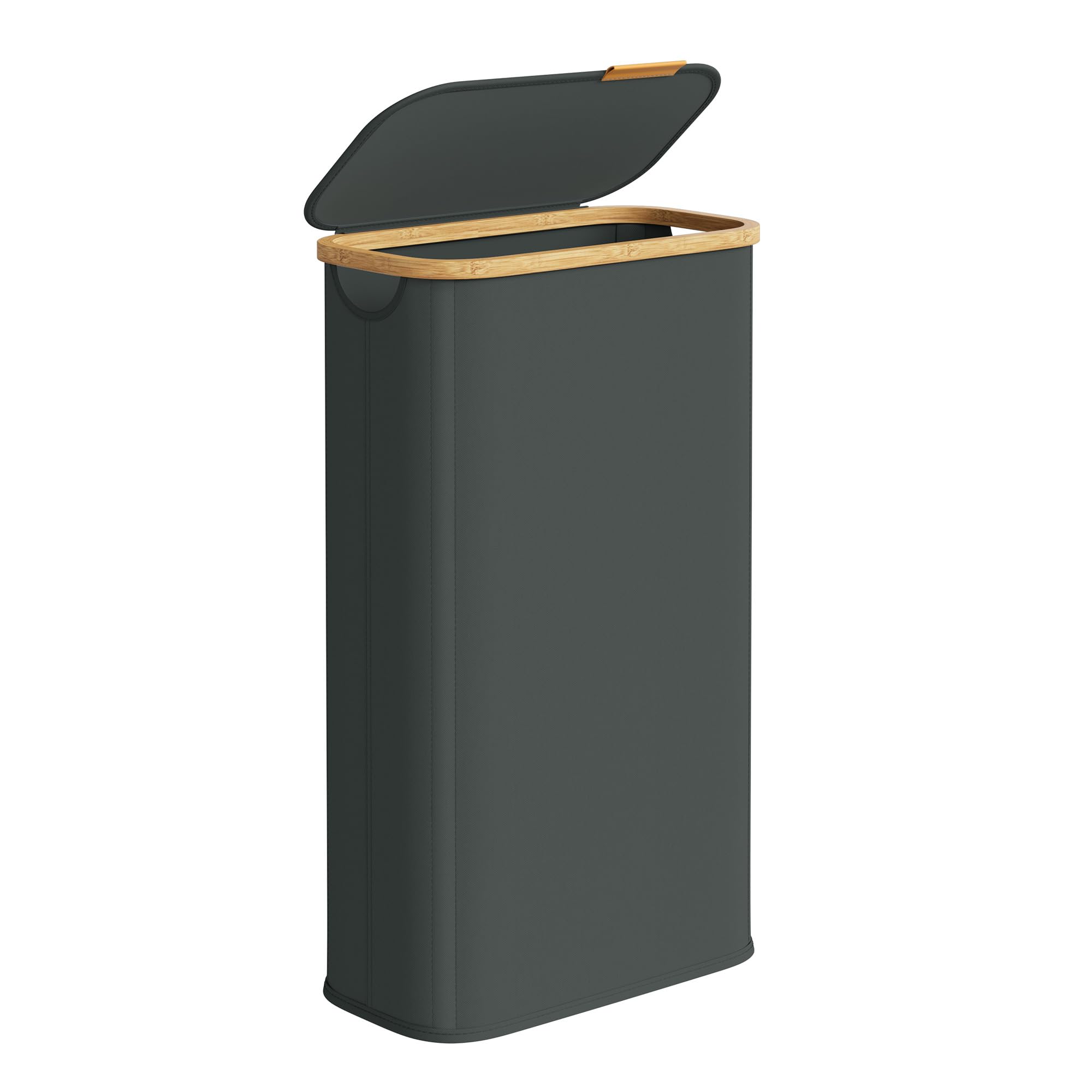 SONGMICS Cesto de Ropa con Tapa, Recogedor de Colada Estrecho, Tejido de Oxford, Plegable, Marco de Bambú, Lavadero, Dormitorio y Salón, 70 L, 42 x 22,5 x 70,5 cm, Gris Pizarra LCB517GN01 - 1