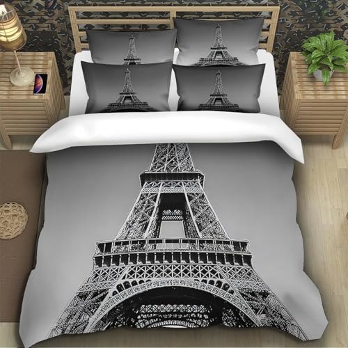 Housse de Couette Eiffel Tower 3D King 220x240 en microfibres ultra douce - 5