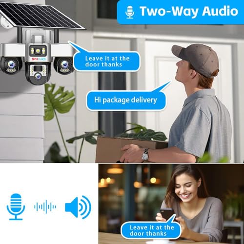 Image of smars 3-Lens PTZ Solar 4G SIM Security Camera | Outdoor CCTV with Triple View | Night Vision | Motion Detection | Full Mobile Control