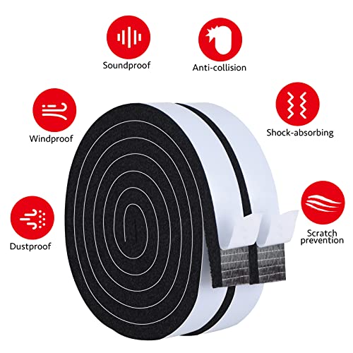 Trisiki 26Ft White V-Shaped " Q " Foam Weather Stripping + 13Ft (1 In X 1/2 In) Low Density Weather Stripping Door Seal Strip #TOP2