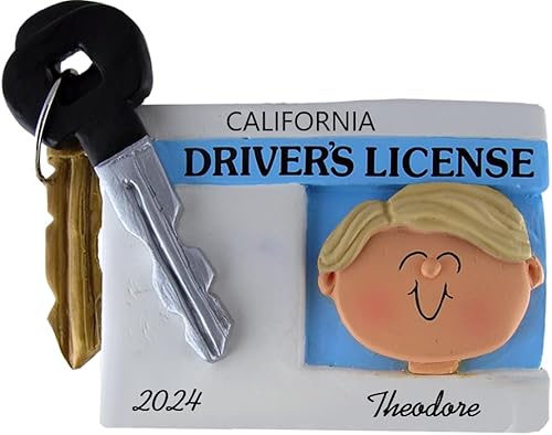 Miniatura 6 de Adorno de Navidad personalizado para licencia de conducir, hombre, cabello castaño, resina pintada a mano, 2.75 pulgadas de alto, personalización