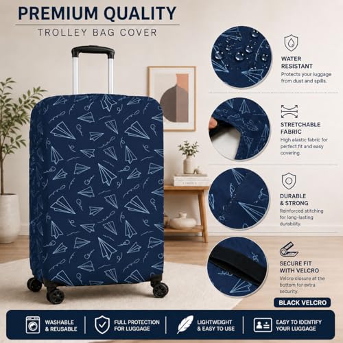 Image of Printed Luggage Cover for Traveling Bag & Suitcase - Stretchable & Scratchproof Trolley Protector with Velcro Lock & Lightweight Washable Material(Suitcase Not Included, Only Cover in Product)