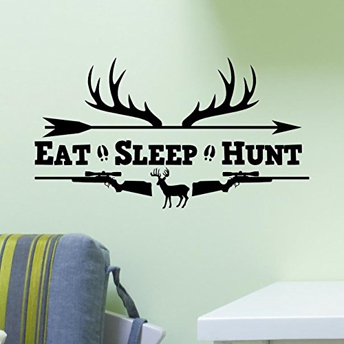 Eat Sleep Hunt Rifles Racks Deer Bow Hunting Wall Sticker Vinyl Decal Home Art Decor Soldiers Boys Kids Home Room Decor