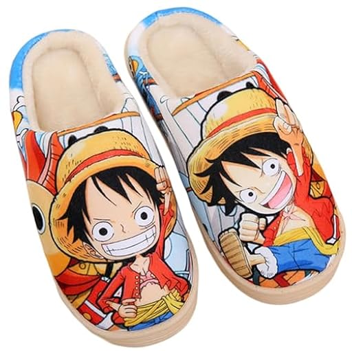 WANHONGYUE One Piece Luffy Anime Zapatillas de Casa Hombre Mujer Pantuflas Invierno Felpa Cálido Zapatos Antideslizantes Slippers para Interiores Exteriores | Ya disponible en tu tienda friki favorita! En mundofriki.es!