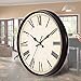 Produktbild FENGCLOCK Retro römische Ziffer Wanduhr, leise Nicht tickt Runde Wanduhren für Wohnzimmer Küche Schlafzimmer Home Office, Vintage Quarz Uhr,Black