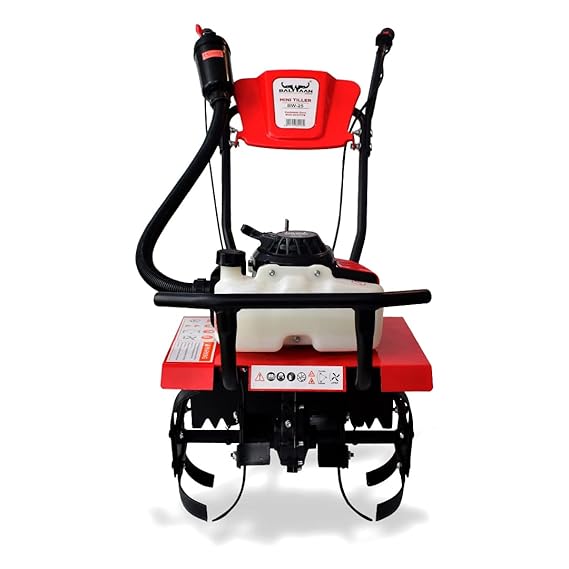 Balwaan BW-25 Mini Tiller 63 cc 2 Stroke Petrol Engine Blades are Made by high Carbon Steel |for Cultivating & Mixing, Weed Control, Helps to Prepare Soil for Planting & Weeding Free 500ml Engine Oil