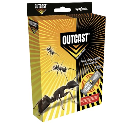 Outcast Boîte Appât Anti Fourmis en Gel – Piège Intérieur & Extérieur – Élimination Colonies Fourmi – Action Retardée – 3 Pièges Prêts à...