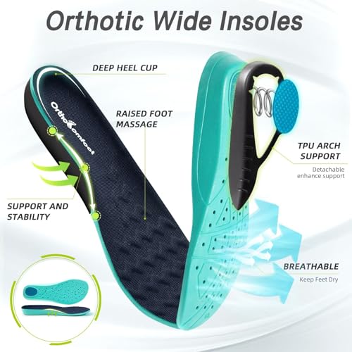 Image of Men's Orthopedic Diabetic Wide Walking Shoes: Comfortable Plantar Fasciitis Fashion Sneakers with Arch Support, Casual Hammer Toes Swollen Tennis Work Sports Shoes for Heel and Foot Pain Relief