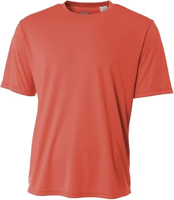 A4 Mens Cooling Performance Crew Short Sleeve T-Shirt, Coral, XL