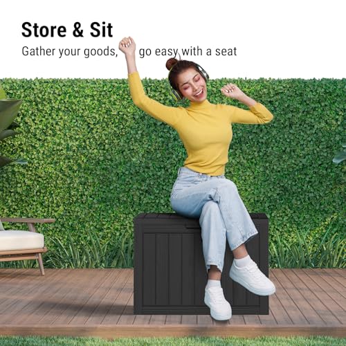 Mars Villa 45 Gallon Outdoor Storage Box, Resin Deck Box Waterproof, Storage Chest for Outside Patio Furniture Cushions, Pool Supplies, Garden Tools, UV Resistant and Weatherproof, Black - Image 4