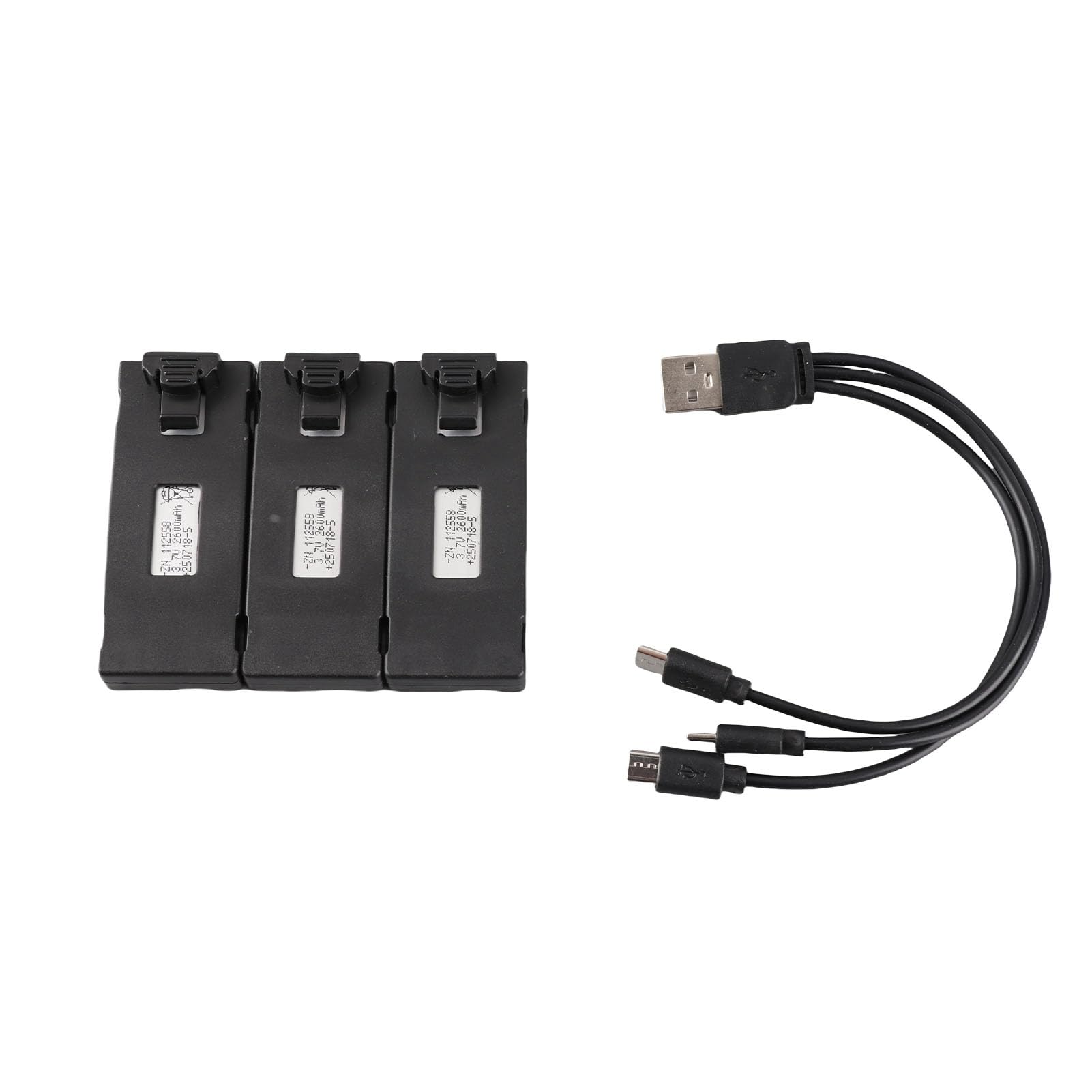 Batterie d'avion RC, 3,7 V 1800mAh 2600mAh Kit de Batterie au Lithium Batterie Lipo avec Câble de 3 en 1 pour E88 E88Pro LS E525 E525Pro, Batterie au Lithium pour Drone RC