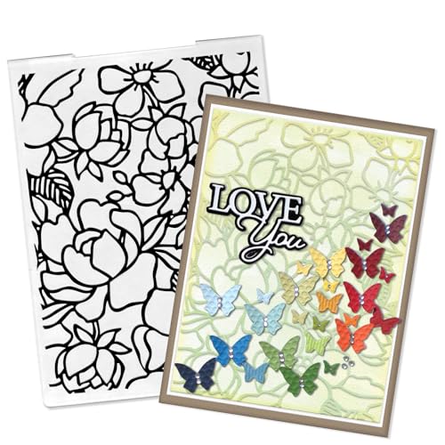 Glodecart Flower Background Embossing Folder, Plastic Textured Impressions Rose Flower Embossing Folder Template for Card Making Greeting Birthday Cards Scrapbooking Paper Craft Album Stamps DIY Décor