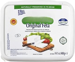 Original PDO Feta Cheese, is an original Greek feta cheese naturally preserved in brine. The cheese is made from pasteurized sheep and goat milk. Product of Greece. [ 14.1 oz, 0.88 lb ]