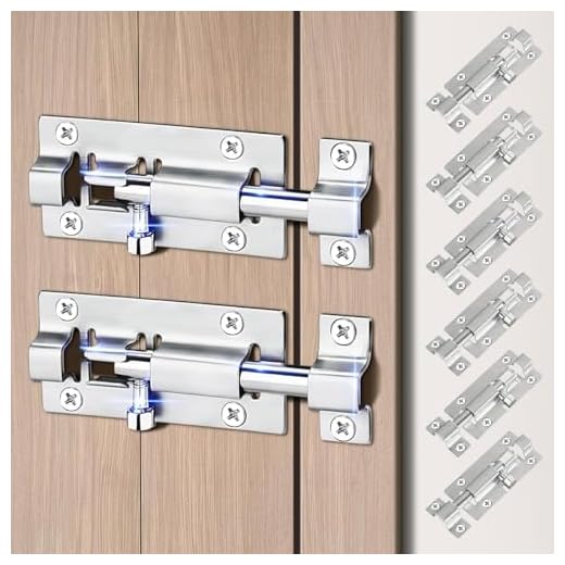 6 Pack Barrel Bolt Latch, 3 Inches Stainless Steel Slide Latch Lock, Premium Door Bolt Lock for Door, Cabinets, Windows
