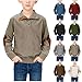 Boys Pullover Lapel Sweatshirts Vintage Color Block Loose Long Sleeve Kids Tunic Tee Tops for 5-15 Years