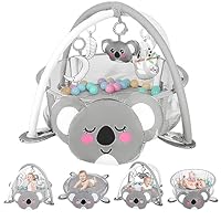 derimkcoa 4-in-1 Baby Play Mat Baby Gym,Tummy Time Mat for Floor Activity Gym Ball Pit Including 30 Balls with 5 Infant Learning Sensory Baby Toys for Newborn Toddler Boy & Girl Gifts