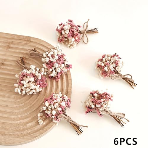 Ramo de flores secas artificiales Babys Breath con tallos 9cm miniatura 3