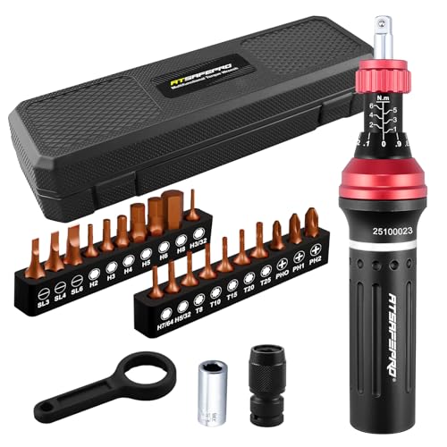ATsafepro Torque Screwdriver Set 1-6 Nm Torque Wrench Screwdriver 1/4 Adapter with 22 Precision Bits - Slotted Hex Torx and Phillips Bit for Electronics Bikes DIY