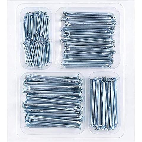 Coceca 200 Pack Hardware Nails for Hanging Pictures, 4 Size Zinc Tiny Nail Assorted Kit, Picture Nail, Small Nails, Finishing Nail, Wall Nails and Galvanized Nails for Wood Cover