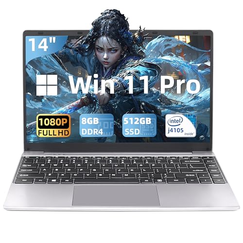 ノートパソコン【MS Office 2019】【Win 11Pro】14インチ1920*1080 IPS Webカメラ 高速静音CPU Celeron J4105 1.5~2.8Ghz/メモリ:DDR4 8GB/SSD:512GB ミュートノートPC 日本